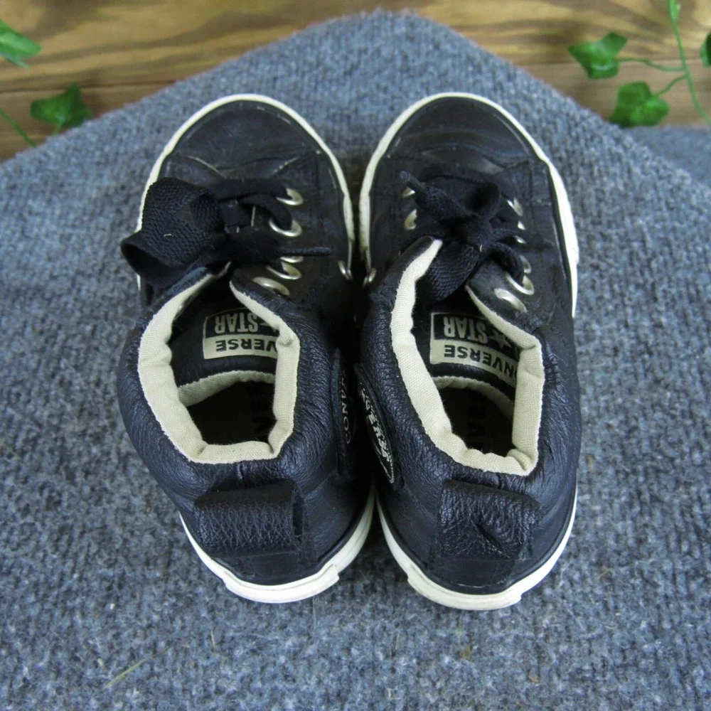 Converse All Star Leather High Top Sneakers Black Kids Shoes‎ 10.5 Toddler
